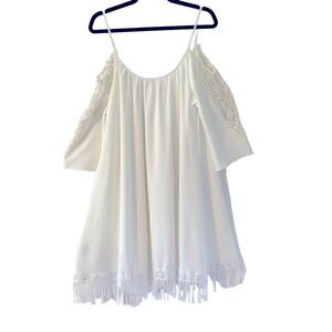 White dress with lace, spaghetti straps, and lining, new without tags